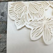 "Qty of 50 Custom Ivory Shimmer Exquisite Flower Tri-fold Laser Cut with Inside Pocket | Other Color Options Available" - Invitation Pockets in pink by Papel Custom Design