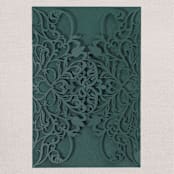 "Qty of 50 Custom Emerald Shimmer Exquisite Lace Laser Cut | Other Color Options Available" - Invitation Pockets in green by Papel Custom Design