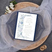 "Qty of 50 Custom Navy Irridescent Shimmer Chantilly Lace Invitation Pocket | Other Color Options Available" - Invitation Pockets in blue by Papel Custom Design