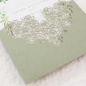 "Sage Green Laser Cut Invitation Pocket for 5x7 Card | Set of 10 | Envelopes Included" - Invitation Pockets in green by Self Stationery