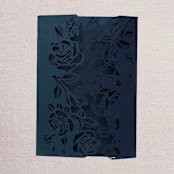 "Qty of 50 Custom Navy Shimmer Special Asymmetric Rose Design Laser Cut | Other Color Options Available" - Invitation Pockets in beige by Papel Custom Design