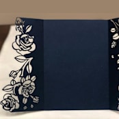 "Qty of 50 Custom Navy Shimmer Special Asymmetric Rose Design Laser Cut | Other Color Options Available" - Invitation Pockets in beige by Papel Custom Design