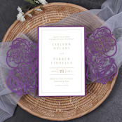 "Qty of 50 Custom Fabulous Asymmetrical Rose Design Laser Cut Wedding Invitation | Other Color Options Available" - Invitation Pockets in multicolor by Papel Custom Design