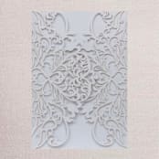 "Qty of 50 Custom White Exquisite Lace Laser Cut | Other Color Options Available" - Invitation Pockets in beige by Papel Custom Design