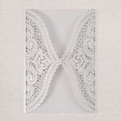 "Qty of 50 Custom Silver Shimmer Chantilly Lace Invitation Pocket | Other Color Options Available" - Invitation Pockets in silver by Papel Custom Design