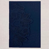 "Qty of 50 Custom Navy Shimmer Exquisite Flower Tri-fold Laser Cut with Inside Pocket | Other Color Options Available" - Invitation Pockets in white by Papel Custom Design