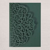 "Qty of 50 Custom Gorgous Open Lace Emerald Shimmer Pocket | Other Color Options Available" - Invitation Pockets in green by Papel Custom Design