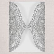 "Qty of 50 Custom Silver Glitter Chantilly Lace Invitation Pocket | Other Color Options Available" - Invitation Pockets in silver by Papel Custom Design