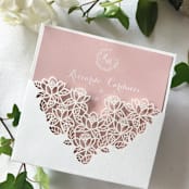 "Floral Laser Cut Invitation Pocket for 6x6 Card | Set of 10 | Envelopes Included" - Invitation Pockets in white by Self Stationery