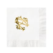 "Custom Monogram Featuring Chic Font Gold Foil on White Napkin" - Napkins in white by Papel Custom Design
