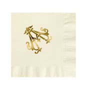 "Custom Monogram Featuring Chic Font Gold Foil on Ecru Napkin" - Napkins in beige by Papel Custom Design