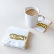 "Mr + Mrs Napkin Pack, cocktail size, pack of 50" - Napkins in white by ForYourParty