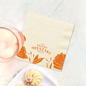 "Custom Grand House Bold Floral Napkin, cocktail size, set of 100" - Napkins in orange by ForYourParty