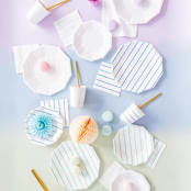 "Cerise Frenchie Stripes Large Napkins" - Napkins in pink by Jollity and Co