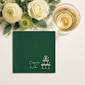 "Champagne Tower Personalized Cocktail Napkins Green" - Napkins in green by Papel Custom Design