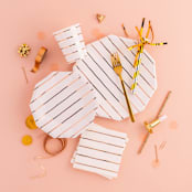 "Rose Gold Frenchie Stripes Petite Napkins" - Napkins in copper by Jollity and Co