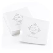 "Silver 25th Anniversary Beverage Napkins" - Napkins in white by Papel Custom Design