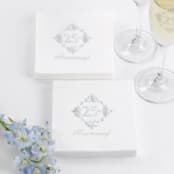 "Silver 25th Anniversary Beverage Napkins" - Napkins in white by Papel Custom Design