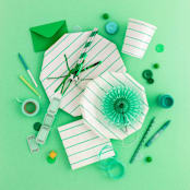 "Frenchie Stripes Petite Napkins" - Napkins in green by Jollity and Co