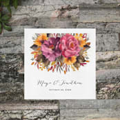 "Custom Fall Floral Napkin - Pack of 100" - Napkins in white by Papel Custom Design