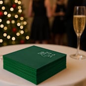 "“I Do, Too!” Bulldog Wedding Cocktail Napkins Green" - Napkins in green by Papel Custom Design