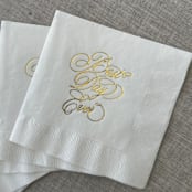 "Foil napkins (Best day ever) | Gold foil, white napkins | Set of 20" - Napkins in white by Maria Ferrer G.