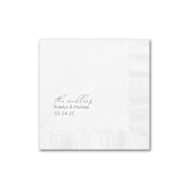 "Modern Script Names and Date Napkin" - Napkins in white by Papel Custom Design
