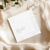 "Modern Script Names and Date Napkin" - Napkins in white by Papel Custom Design