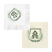 "Botanical Greenery Custom Crest Napkin- Pack of 100" - Napkins in white by Papel Custom Design