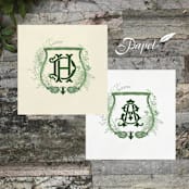"Botanical Greenery Custom Crest Napkin- Pack of 100" - Napkins in white by Papel Custom Design