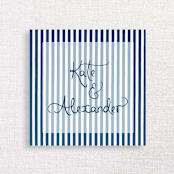 "Striped Personalized Napkins, your choice of ink color" - Napkins in blue by Papel Custom Design