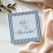 "Striped Personalized Napkins, your choice of ink color" - Napkins in blue by Papel Custom Design