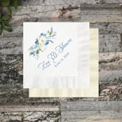 "Dusty Blue Floral Personalized Wedding Napkins" - Napkins in multicolorassorted-colors by Papel Custom Design