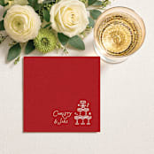 "Champagne Tower Personalized Cocktail Napkins Red" - Napkins in red by Papel Custom Design