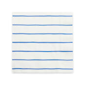 "Cobalt Frenchie Stripes Large Napkins" - Napkins in blue by Jollity and Co
