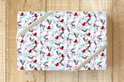 "Holly Robins" - Wrapping Paper in X'mas Deep Pink by Simi Gauba - Front