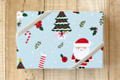 "Holly Jolly Santa" - Wrapping Paper in light Blue by Itsy Belle Studio - Front