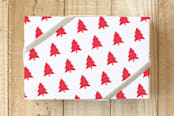 "Petite Trees" - Wrapping Paper in Bright Berry by Kristie Kern - Front