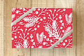 "Festive Evergreen" - Wrapping Paper in Bright Berry by Kristie Kern - Front