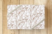"Christmas Branches and Berries" - Wrapping Paper in Goldish Beige by Simi Gauba - Front