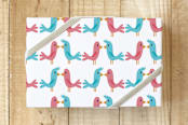 "Bird Love" - Wrapping Paper in Pink by Tiendita Arroyo™ - Front