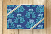 "Hazel" - Wrapping Paper in Deep Blue by Katja Ollendorff - Front