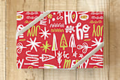 "Be Merry Holiday Joy" - Wrapping Paper in Festive Red by karen chrysiliou - Front