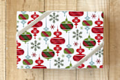 "Plaid Holiday Ornament Wrap" - Wrapping Paper in Snow White by Angela Rekucki - Front