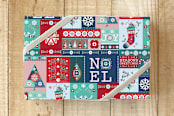 "Holiday Quilt Wrap" - Wrapping Paper in Blue by Angela Rekucki - Front