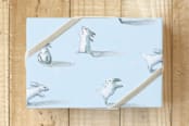 "Shy Bunny" - Wrapping Paper in Baby Blue by Sarah Holden - Front