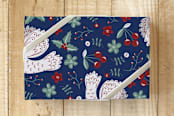 "Cheerful Abundance" - Wrapping Paper in Nighttime Blue by Jennifer Holbrook - Front