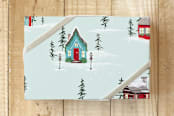 "Merry Little Houses" - Wrapping Paper in Cool Mint by Jen Boehler - Front