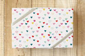"Little Hearts Wrap" - Wrapping Paper in Teal by Amber Barkley - Front