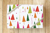 "Neon Christmas Trees" - Wrapping Paper in Neon by Nicole Winn - Front